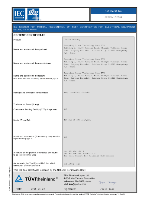CB Scheme Certificate